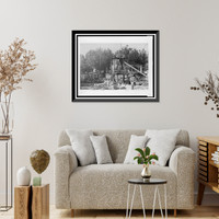 Historic Framed Print, [Construction equipment in excavation at site for the United States Treasury Building, Washington, D.C.],  17-7/8" x 21-7/8"
