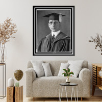 Historic Framed Print, [Eamonn De Valera, head-and-shoulders portrait, facing front, wearing cap and gown],  17-7/8" x 21-7/8"