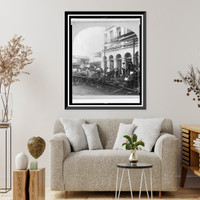 Historic Framed Print, Galveston flood, Sept., 1900. Commissary Dept.,  17-7/8" x 21-7/8"