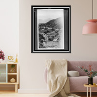 Bird's-eye view of Gulch Creek, a hydraulic gold mining site, Kenai Peninsula, Alaska Classic, Historic Print