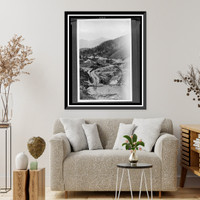 Bird's-eye view of Gulch Creek, a hydraulic gold mining site, Kenai Peninsula, Alaska Classic, Historic Print