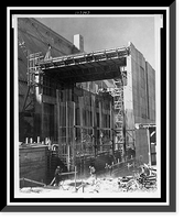 Historic Framed Print, Grand Coulee Dam, Columbia Basin reclamation project, Wash.: reinforcing steel and roof supports of the east (right) powerhouse,  17-7/8" x 21-7/8"