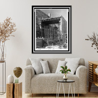 Historic Framed Print, Grand Coulee Dam, Columbia Basin reclamation project, Wash.: reinforcing steel and roof supports of the east (right) powerhouse,  17-7/8" x 21-7/8"