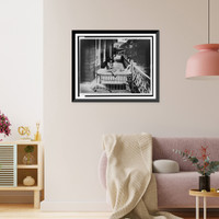 Tubercular child seated on bed, outdoors, at Sea Breeze Hospital, Coney Island, New York, Vintage Print