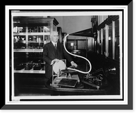 Emile Berliner, with the model of the first phonograph machine which he invented, Antique Print