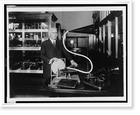 Emile Berliner, with the model of the first phonograph machine which he invented, Antique Print