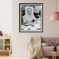 Historic Framed Print, [Julia Butler Hansen, half-length portrait, seated at desk, facing slightly right],  17-7/8" x 21-7/8"