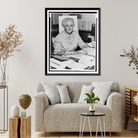 Historic Framed Print, [Julia Butler Hansen, half-length portrait, seated at desk, facing slightly right],  17-7/8" x 21-7/8"