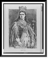 Queen Jadwiga, half-length portrait, standing, facing front, wearing cape and crown, holding scepter Classic, Historic Reproduction