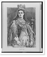 Queen Jadwiga, half-length portrait, standing, facing front, wearing cape and crown, holding scepter Classic, Historic Reproduction