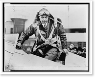 Howard Hughes emerging from an airplane cockpit, Historic Reproduction