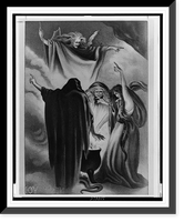 Black & White Photo - Three witches standing around a boiling cauldron