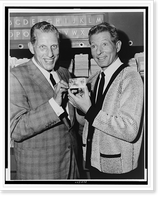 Danny Kaye presented with lifetime honorary credit card.photo by Van Pelt, Historic Print