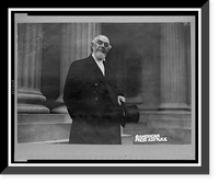 Pastor Charles Taze, half-length portrait, standing, facing slightly right, holding hat, Vintage Poster