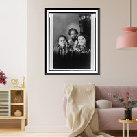 Historic Framed Print, [Three African American girls, head-and-shoulders portrait, facing front],  17-7/8" x 21-7/8"