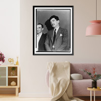 Historic Framed Print, [Vincent Coll, half-length portrait, facing left; on his left is gang member Frank Giordani, Bathgate Police Station, Bronx, New York],  17-7/8" x 21-7/8"