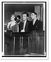 Historic Framed Print, [Left to right: Lottie Coll (Mrs. Vincent Coll), Silvio Joseph Ventre and Albert Guarino, half-length portrait, standing in court, facing left],  17-7/8" x 21-7/8"