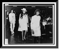 Historic Framed Print, [Three African American teenage girls modeling clothing for the Teen-age Consumer a Go-Go" promotion at J.H.S. 164,  New York,  New York].World Telegram & Sun photo by Len Morgan.",  17-7/8" x 21-7/8"