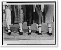 Legs and feet of five teenage girls wearing dog collar anklets on their socks.World-Telegram photo by Roger Higgins, Vintage Wall Art