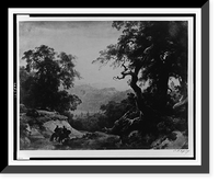 Historic Framed Print, [Forest landscape with two soldiers(?) in foreground].C.F.L.,  17-7/8" x 21-7/8"