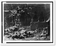 Historic Framed Print, [Cloister court in the snow],  17-7/8" x 21-7/8"