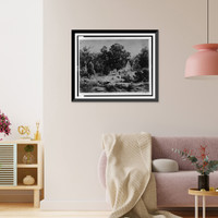 Historic Framed Print, [Forest landscape with farmstead].C.F.L. Octbr 1852.,  17-7/8" x 21-7/8"