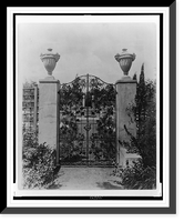 Historic Framed Print, [A.C. James home, Suprise Valley",  the Blue Garden,  gate with urns,  Newport,  Rhode Island]",  17-7/8" x 21-7/8"