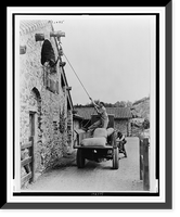 A.C. James home Suprise Valley", men loading sacks of grain from truck in courtyard into second floor doorway of barn , Newport, Rhode Island", Antique Wall Art