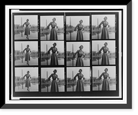 Fashion model posing near Tidal Basin with Washington Monument in background, Historic Reproduction