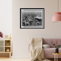 Historic Framed Print, [Aerial view of The Mall with Lincoln Memorial in right foreground, Washington Monument in center, and U.S. Capitol in distance, Washington (D.C.)],  17-7/8" x 21-7/8"