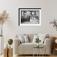 Historic Framed Print, Barnard College Tree Day, oration on steps by Elizabeth F. Fox, New York,  17-7/8" x 21-7/8"
