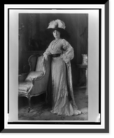 Historic Framed Print, [Evalyn Walsh McLean, full-length portrait, standing, facing front with right arm resting on back of chair],  17-7/8" x 21-7/8"