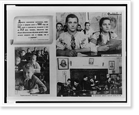 Composite of three classroom scenes in the Soviet Union showing students at different grade levels, Antique Poster