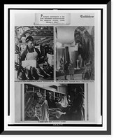 Composite of three scenes in the Soviet Union showing shoes, clothing, and textile displays, Vintage Print