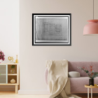 Historic Framed Print, Architectural drawing for alterations to a store building, 105 South Fairfax Street, Alexandria, Virginia. Lower part of facade,  17-7/8" x 21-7/8"