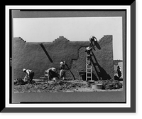 Spanish-American women replastering an adobe house. This is done once a year. Chamisal, New Mexico, Antique Poster