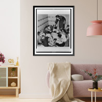 Historic Framed Print, Kindergarten air raid drill,  17-7/8" x 21-7/8"