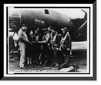War correspondent May Craig with a flight crew in England, in front of bomber - 2, Vintage Print