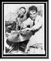 Benny Goodman playing clarinet and Gene Krupa on the drums, both facing forward, Vintage Poster