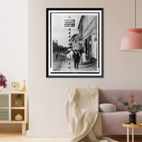 Antisemitic message Jews not wanted" on sign atop a barbershop like striped pole on a sidewalk in a Schwedt, Germany commercial district", Antique Wall Art