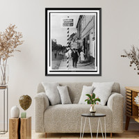 Antisemitic message Jews not wanted" on sign atop a barbershop like striped pole on a sidewalk in a Schwedt, Germany commercial district", Antique Wall Art