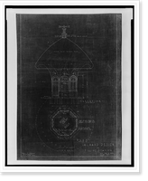 Filling station. Elevation and plan. Working drawing.John P. Almand Architect Little Rock Ark, Antique Poster