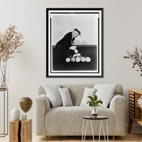 Historic Framed Print, [W.C. Fields, in costume, playing billiards],  17-7/8" x 21-7/8"