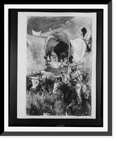 Historic Framed Print, [Pioneers in covered wagons],  17-7/8" x 21-7/8"