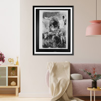 Historic Framed Print, [Pioneers in covered wagons],  17-7/8" x 21-7/8"