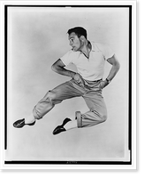 Gene Kelly, full-length portrait, in mid-air dance maneuver, facing left, Vintage Poster