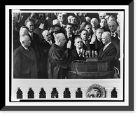 Historic Framed Print, [Chief Justice Frederick Vinson administering the oath of office to Dwight D. Eisenhower on the east portico of the U.S. Capitol, January 20, 1953],  17-7/8" x 21-7/8"