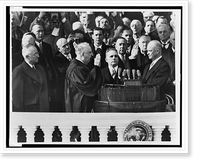 Historic Framed Print, [Chief Justice Frederick Vinson administering the oath of office to Dwight D. Eisenhower on the east portico of the U.S. Capitol, January 20, 1953],  17-7/8" x 21-7/8"