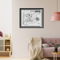 Historic Framed Print, [UPI newsmap of D-Day invasion, showing Utah and Omaha beaches],  17-7/8" x 21-7/8"
