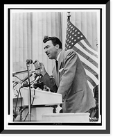 Adam Clayton Powell, Jr., half-length portrait, standing at microphone, facing left Classic, Vintage Wall Art